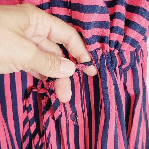 Dynamite Women's Pink & Black Striped Sleeveless Button Front Midi Dress Size S - Picture 7 of 12